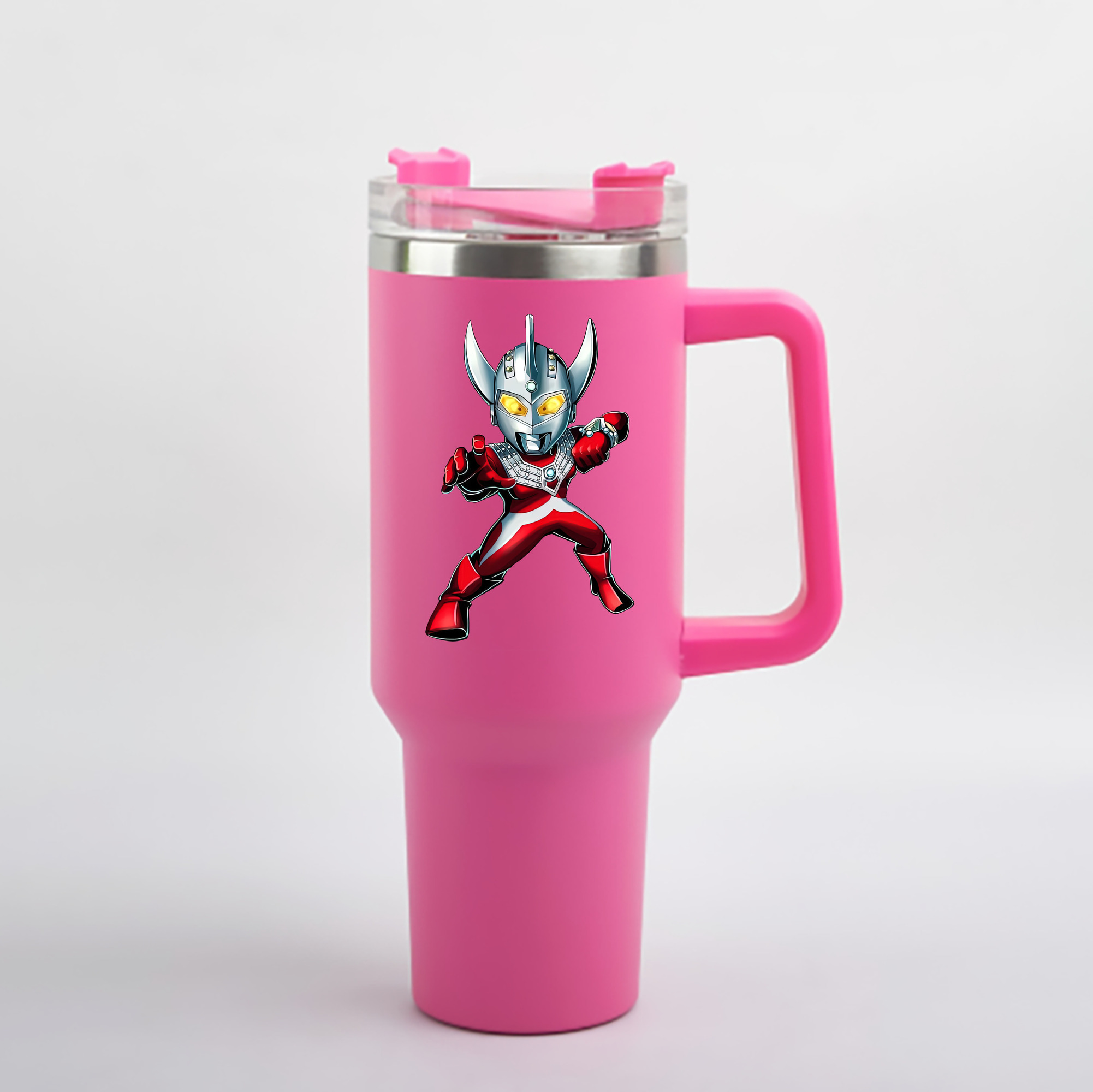 （画像用） ウルトラマン Ultraman 1200mL車用タンブラー - クリスタルステッカー（プラスチックストロー付き）